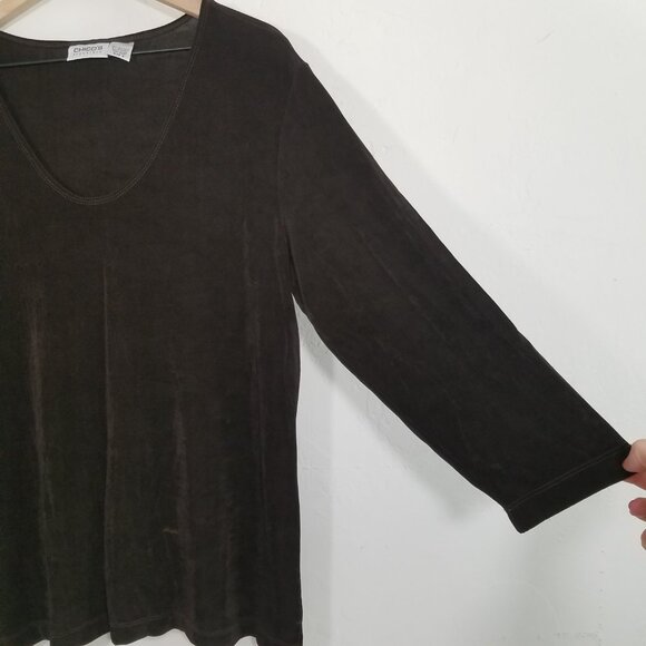 Travelers by Chico's Brown Top Blouse Stretch Size 3 - Picture 2 of 4